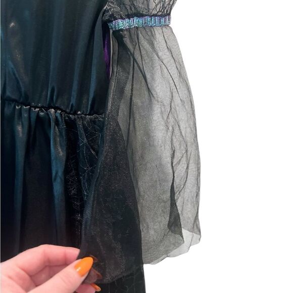 🕷️ Girls Purple & Black Spider Web Witch / Vampire Costume Dress - Picture 3 of 4
